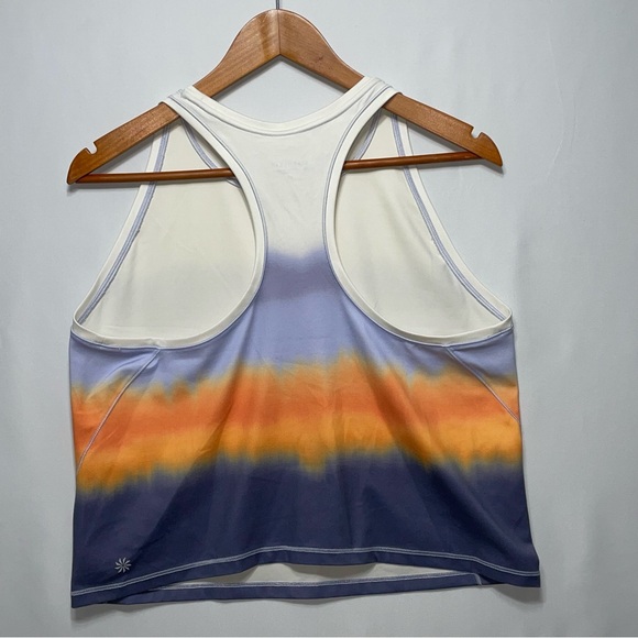 Athleta Shanti Print Ombre Athletic Crop Top Razorback White Orange Purple 1X - Picture 2 of 7